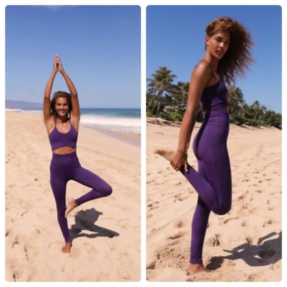 Free People Pants - 🅢🅐🅛🅔 Free People Black Diamond Purple Leggings